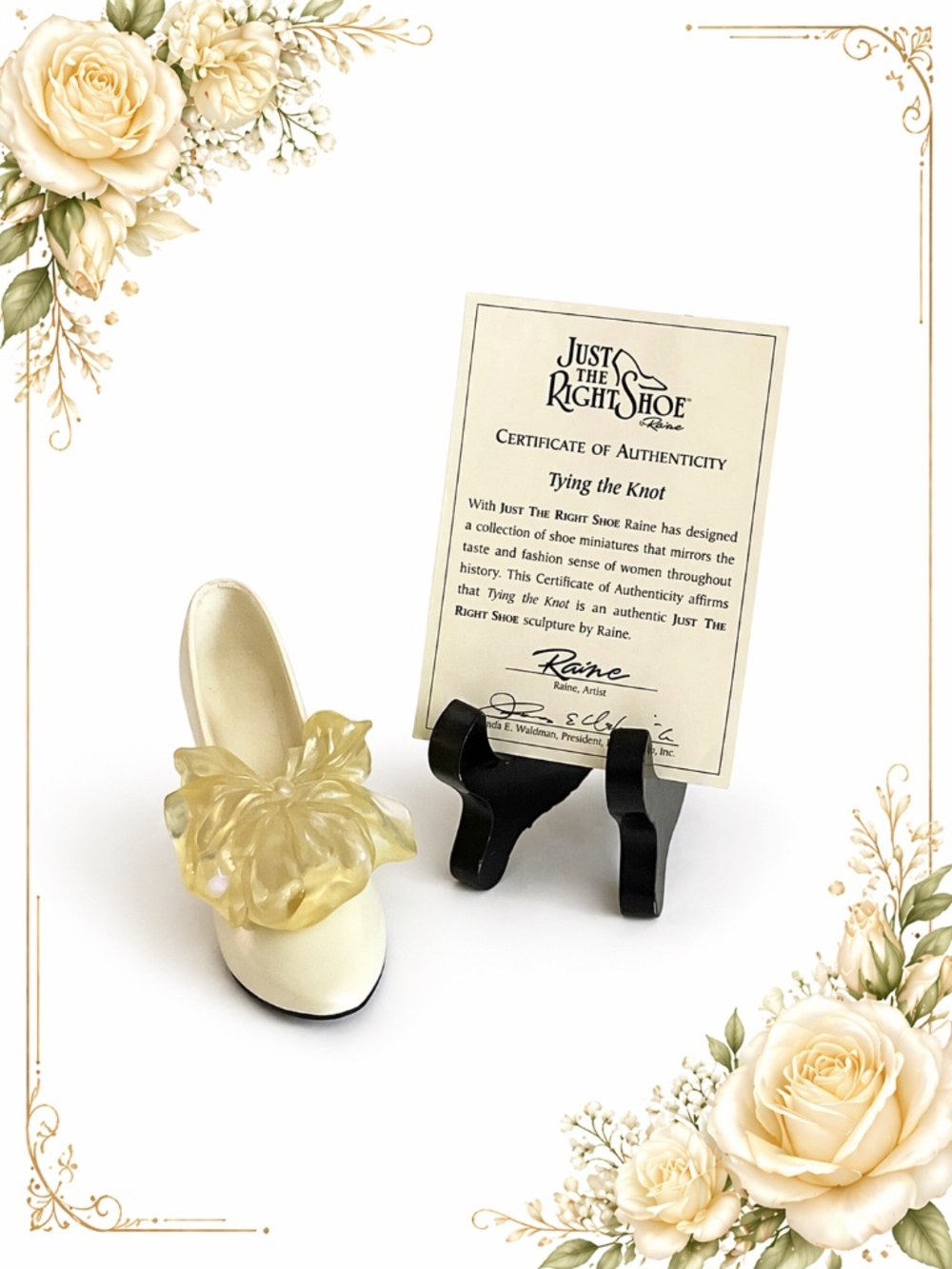 Just The Right Shoe by Raine 1999 “Tying the Knot” Miniature Shoe w/ COA